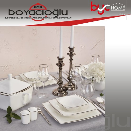 KARACA FINE PEARL AGATE KARE YEMEK TAKIMI 62 PRÇ