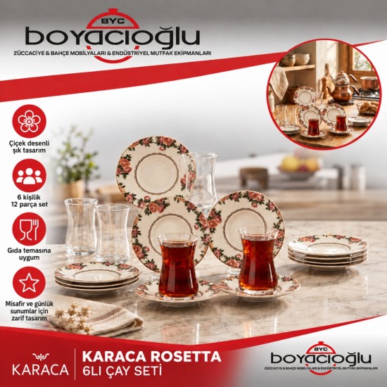 KARACA ROSETTA 6LI ÇAY SETİ