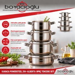 KARACA POWERSTEEL 316+ ALBERTA 8PRÇ TENCERE SETİ