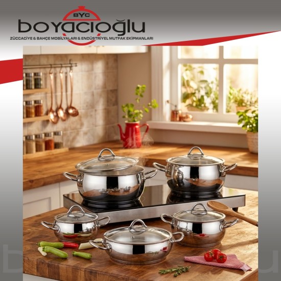 GÜLSAN ADA ÇELİK TENCERE SETİ 10 PRÇ