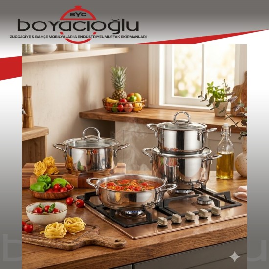 GÜLSAN AY ÇELİK TENCERE SETİ 8PRÇ