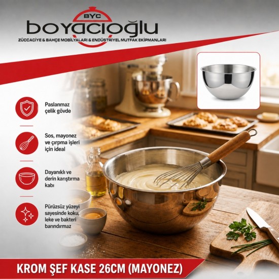 KROM ŞEF KASE 26CM (MAYONEZ)
