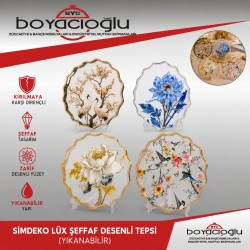 SİMDEKO LÜX ŞEFFAF DESENLİ TEPSİ (YIKANABİLİR)