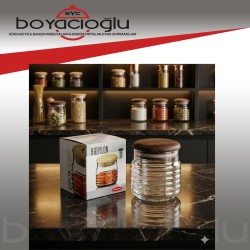 43163 PAŞABAHÇE BABYLON AHŞAP KAPAKLI KAVANOZ (KL12)