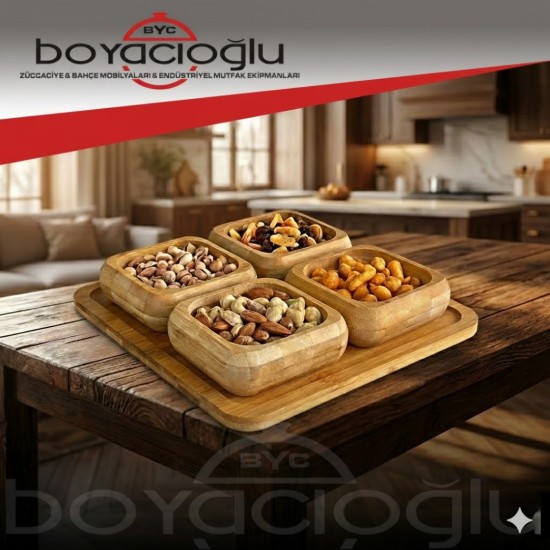 ACERO-32122 BAMBU TEPSİLİ ÇEREZLİK 4LÜ