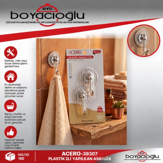 ACERO-38307 PLASTİK 2Lİ YAPILKAN ASKI LÜX