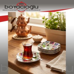 B127 ALBAYRAK KARE MELAMİN ÇAY TABAĞI DESENLİ