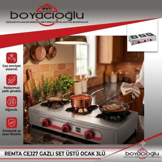 REMTA CEJ27 GAZLI SET ÜSTÜ OCAK 3LÜ