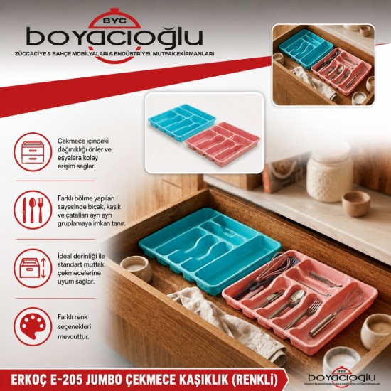 ERKOÇ E-205 JUMBO ÇEKMECE KAŞIKLIK (RENKLİ)