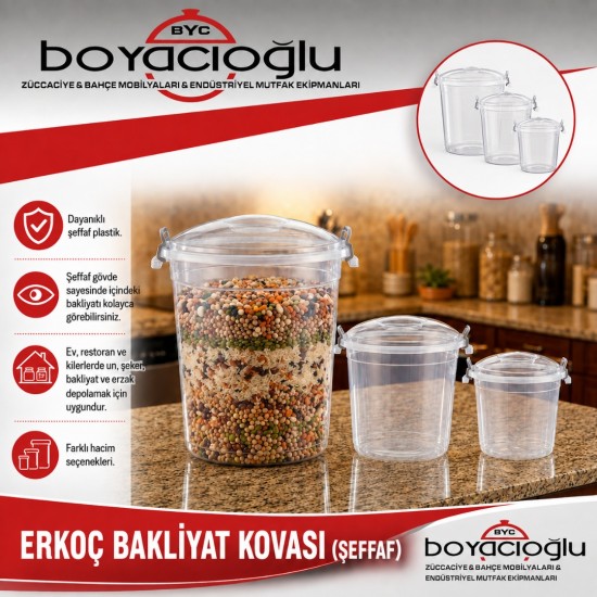 ERKOÇ E-579 BAKLİYAT KOVASI 35LT (ŞEFFAF) 