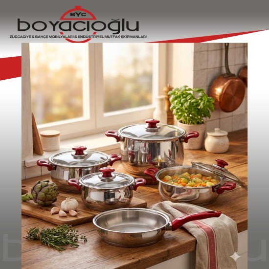 GÜLSAN GÜLSU ÇELİK TENCERE SET 9PRÇ.