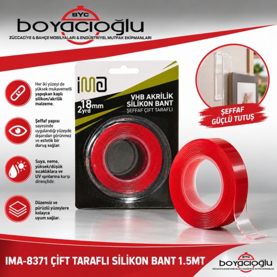 IMA-8371 ÇİFT TARAFLI SİLİKON BANT 1.5MT