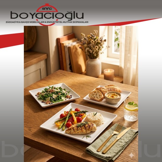 PORMEL MELAMİN KARE SERVİS TABAK 25CM