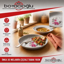 İMKA 30 MELAMİN ÇİÇEKLİ TABAK 19CM