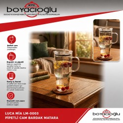 LUCA MİA LM-0003 PİPETLİ CAM BARDAK MATARA