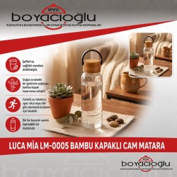 LUCA MİA LM-0005 BAMBU KAPAKLI CAM MATARA