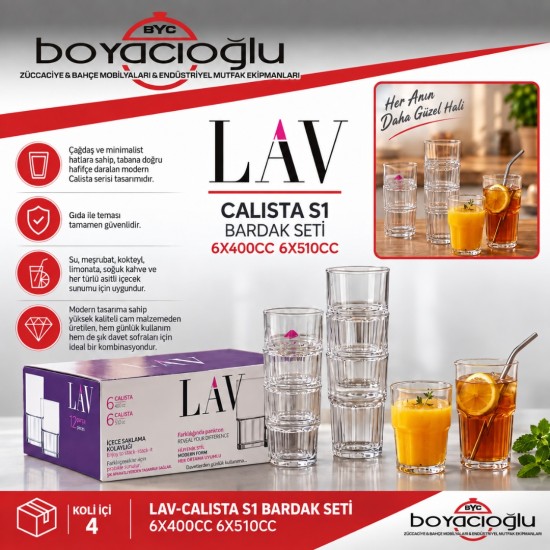 LAV-CALISTA S1 BARDAK SETİ 6X400CC 6X510CC