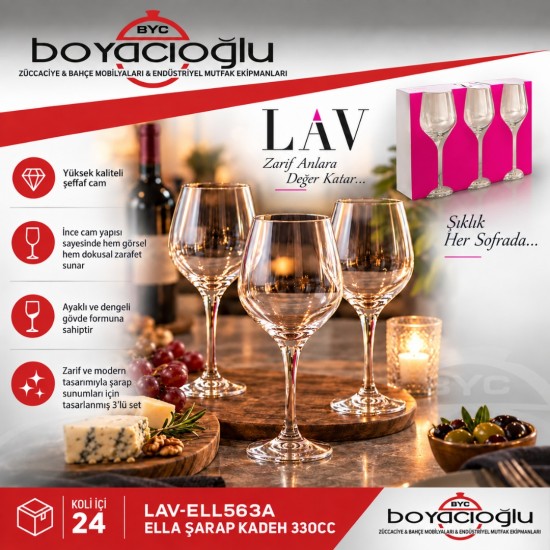 LAV-ELL563A ELLA ŞARAP KADEH 330CC