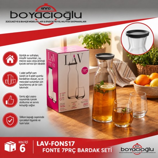 LAV-FONS17 FONTE 7PRÇ BARDAK SETİ