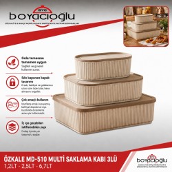 ÖZKALE MD-510 MULTİ SAKLAMA KABI 3LÜ 1,2LT-2,5LT-6,7LT