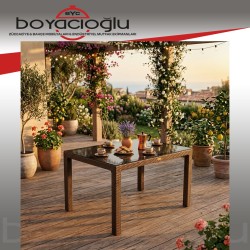 MEVSİM 90X150 RATTAN MASA CAMLI -KAHVE