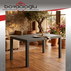 MEVSİM 90X150 RATTAN MASA CAMSIZ -ANTRASİT