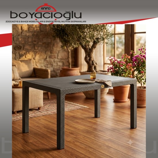 MEVSİM 90X150 RATTAN MASA CAMSIZ -ANTRASİT