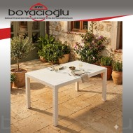 MEVSİM 90X150 RATTAN MASA CAMSIZ -BEYAZ
