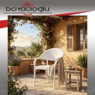 MEVSİM BAMBU RATTAN KOLTUK-BEYAZ