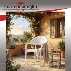 MEVSİM BAMBU RATTAN KOLTUK-BEYAZ