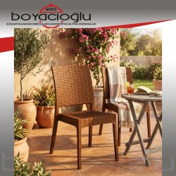 MEVSİM ZEUGMA RATTAN KOLSUZ SANDALYE -KAHVE