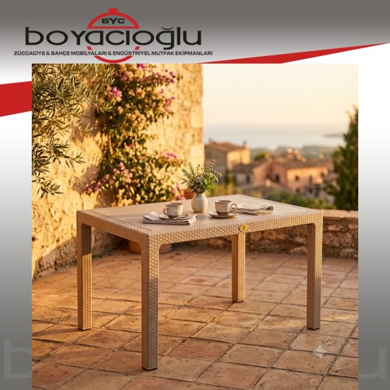 MEVSİM RATTAN MASA CAMSIZ 70X100-KAPİÇİNO