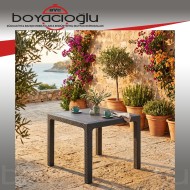 MEVSİM 90X90 RATTAN MASA CAMSIZ-ANTRASİT