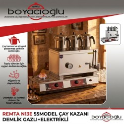 REMTA N13E 55MODEL ÇAY KAZANI DEMLİK GAZLI+ELEKTRİKLİ