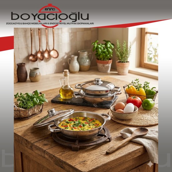 GÜLSAN OMLET TENCERE SET ÇELİK KAPAKLI 6PRÇ.