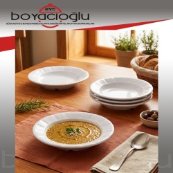 ÖZKALE MELAMİN YEMEK TABAK 18CM OLUKLU 