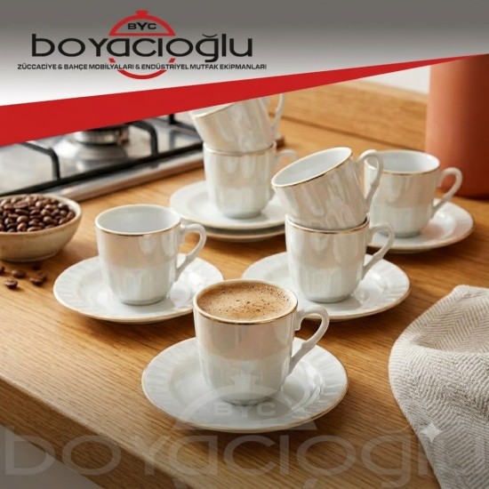 GÜRAL BOYALI SEDEF 6LI KAHVE FİNCAN TK İKİ FİLE