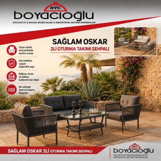 SAĞLAM OSKAR 2Lİ OTURMA TAKIMI SEHPALI