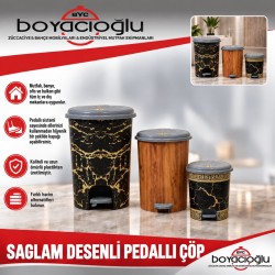 SAĞLAM 368 DESENLİ PEDALLI ÇÖP 3NO 18LT