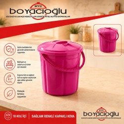 SAĞLAM ST-027 RENKLİ KAPAKLI KOVA 4NO 15LT