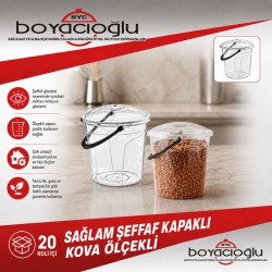 SAĞLAM ST-028 ŞEFFAF KAPAKLI KOVA ÖLÇEKLİ 4NO 15LT