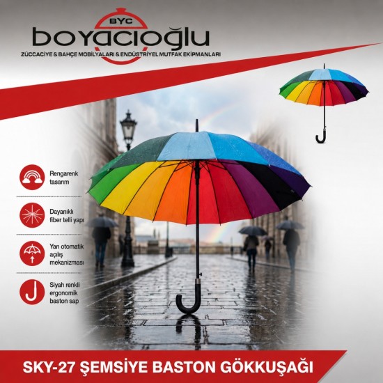SKY-27 ŞEMSİYE BASTON GÖKKUŞAĞI