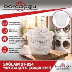 SAĞLAM ST-024 YUVARLAK ŞEFFAF ÇAMAŞIR SEPETİ