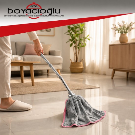 TEMSAN TM-072 JUMBO MİKROFİBER MOP UÇ GRİ