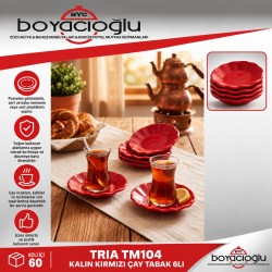 TRIA TM104 KALIN KIRMIZI ÇAY TABAK 6LI