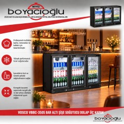 VOSCO VBBC-350S BAR ALTI ŞİŞE SOĞUTUCU DOLAP ÜÇ KAPAK