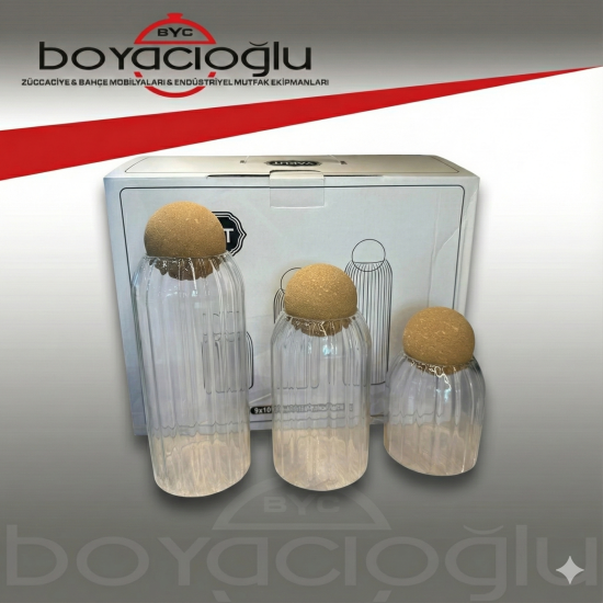 YAKUT-13294 MANTAR KPK 3LÜ CAM KAVANOZ