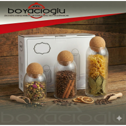 YAKUT-13298 MANTAR KAPAK 3LÜ CAM KAVANOZ