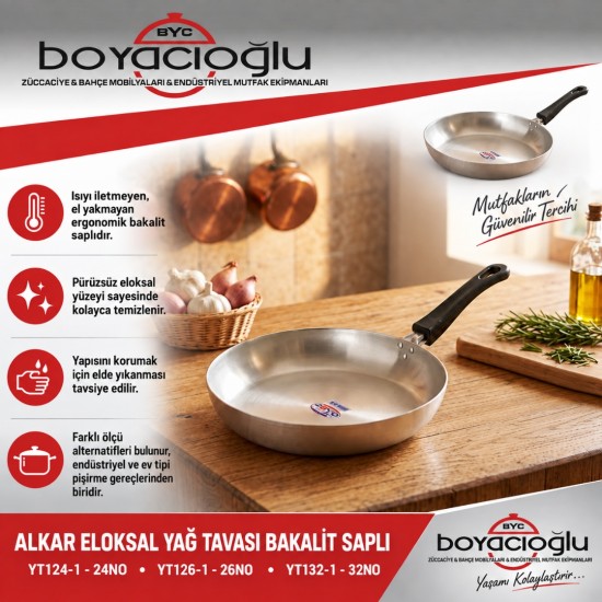 ALKAR ELOKSAL YAĞ TAVASI BAKALİT SAPLI 24NO