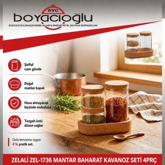 ZELALİ ZEL-1736 MANTAR BAHARAT KAVANOZ SETİ 4PRÇ